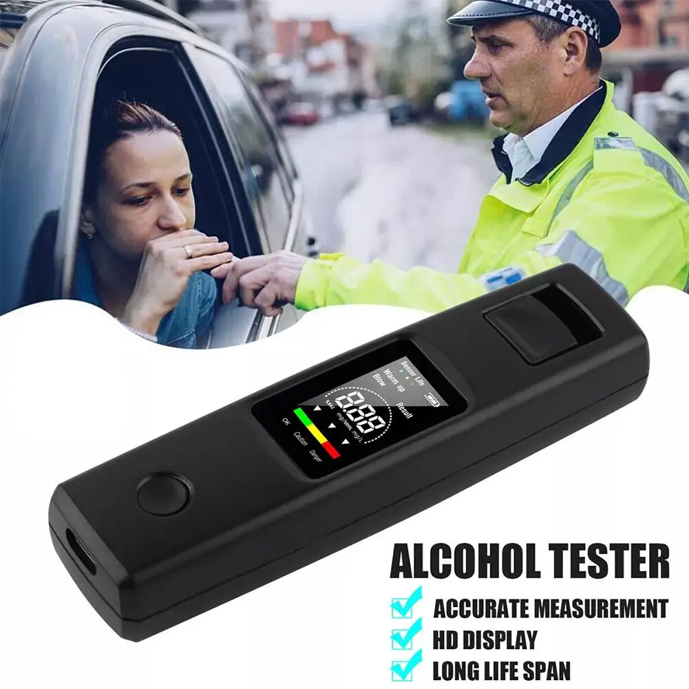 Auto LCD Digital Alcohol Usb Self-cleaning Tester Monitoring Air Traffic Precision Voice Intelligent Blowing Alarm C1B0