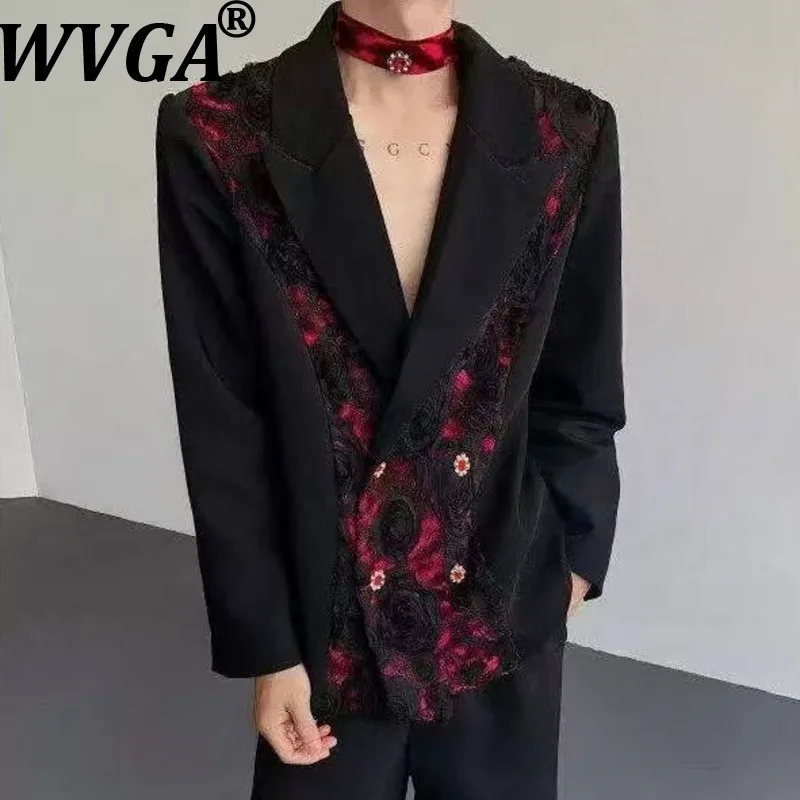 

WVGA Spring Autumn New Men Tide Punk Style Three-Dimensional Rose Trendy Design Blazer Niche Chic Casual High-End Jackets W18399