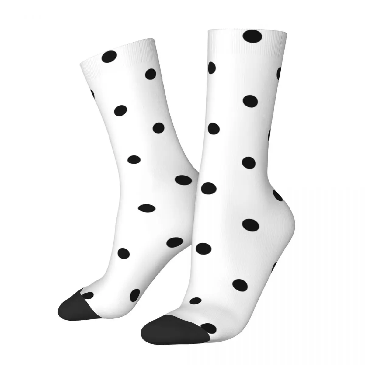 

Hip Hop Retro Polka Dots Black And White Crazy Men's Socks Unisex Street Style Pattern Printed Novelty Crew Sock Boys Gift