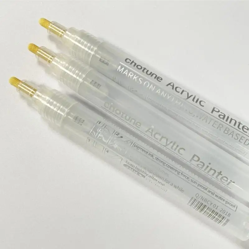 2PCS รีเติมเพ็นสีเปล่าสีปากกาอะคริลิคเครื่องหมายว่างเปล่ารอบปลายปากกาว่างเปล่าสำหรับการวาดภาพบนกระดาษไม้เซรามิก