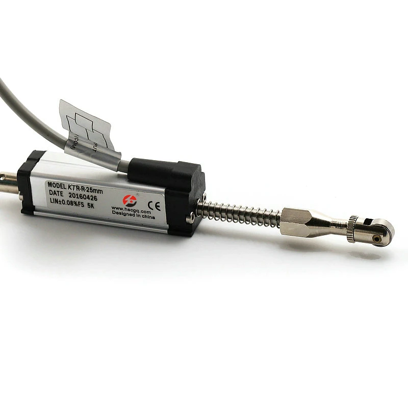 

25mm Spring Loaded Resistive Linear Displacement Sensor with Roll Wheel Gauge Head