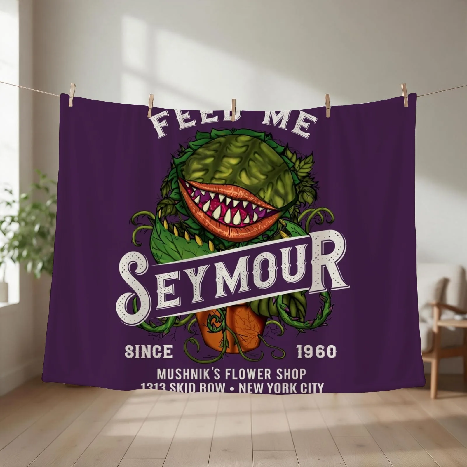 Feed me Seymour Throw Blanket couch cozy soft plush fuzzy picnic outdoor blanket