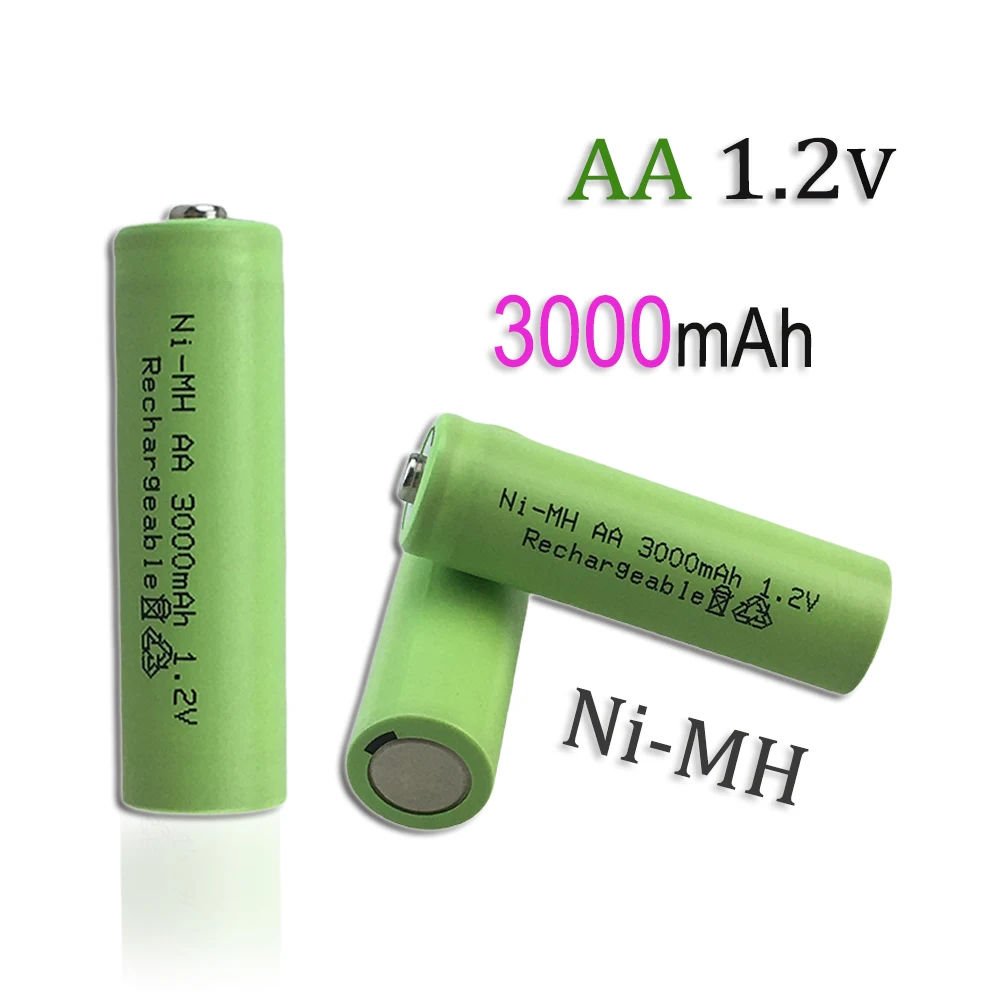 Ni-MH Bateria Recarregável Adequado para MP3 RC Brinquedos, Lanterna LED, AA, 1.2V, 3000mAh, 3.0Ah