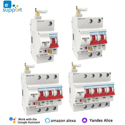 1 2 3 4Phase Din Rail WIFI Smart Circuit Breaker Automatic Switch Smart Home,Overload Short Circuit Protection Work with Ewelink