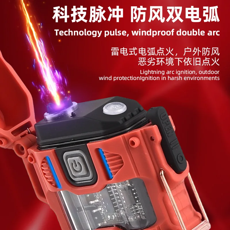 

Новый мощный дальнобойный портативный светодиодный фонарь из АБС-пластика, ветрозащитная зажигалка с двойной дугой, электрическая зажигалка для свечей