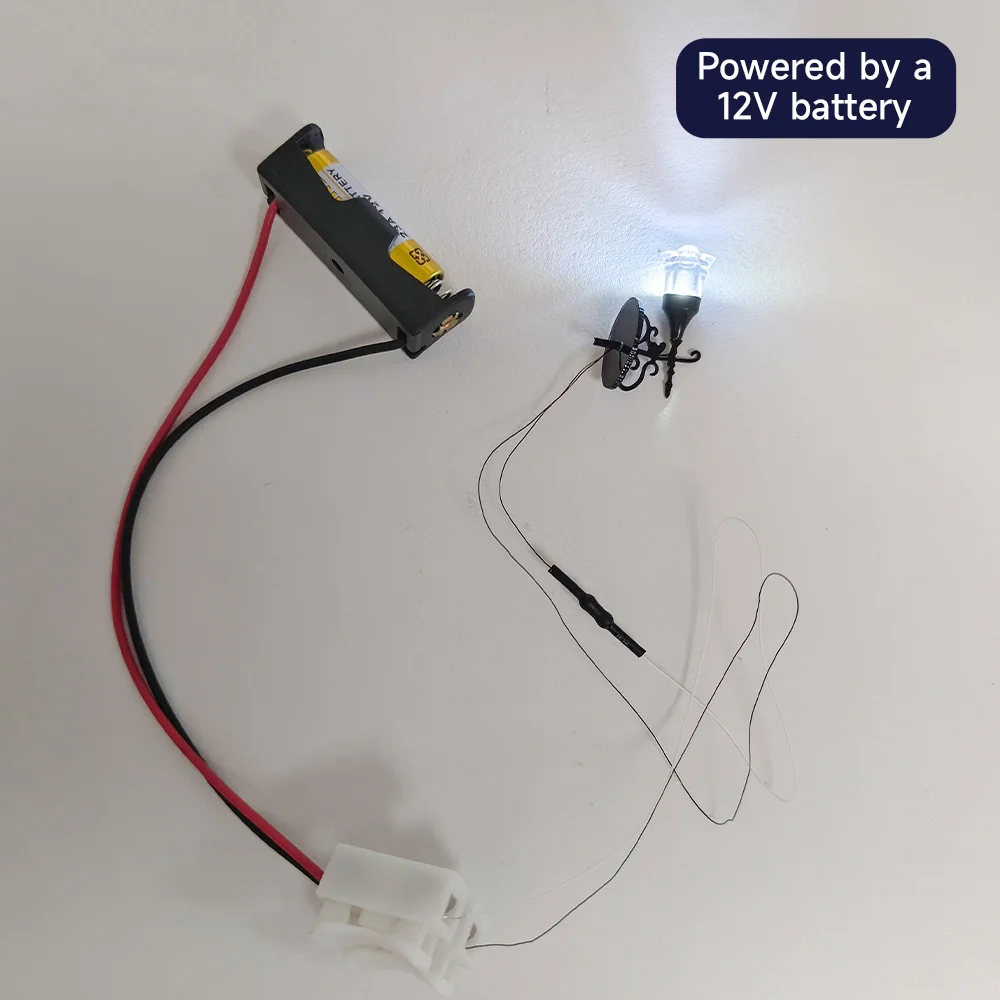 5PCS Miniature Retro Wall Lamp 12V with Resistor Model Light For Dollhouse Decor Railway Train Street Garden Scene Accessories view 4