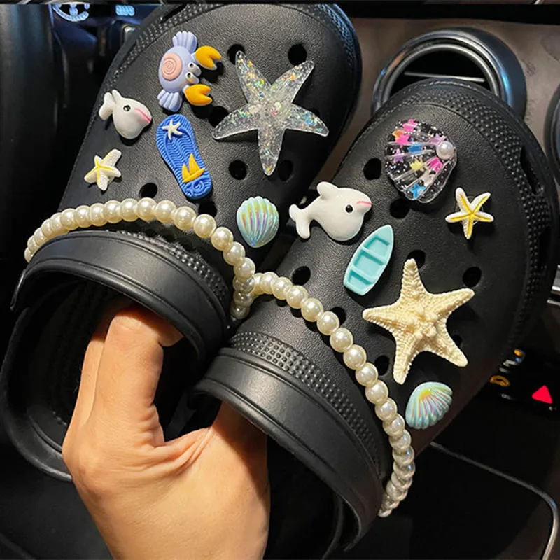 Cool Summer Beach Style Hole Shoes Shoe Charms Accessories Shoe Buckle Ocean World Starfish Crab DIY Shoes Decorations