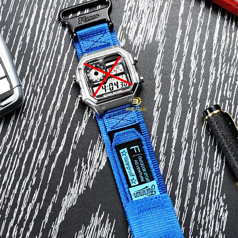 AE1200 A158 Hook & Loop Nylon Watch Band 18mm for Casio AE-1200 W800h F91W F105 F108 A168 W-218 SGW400 AQ-150W A700 fabric strap