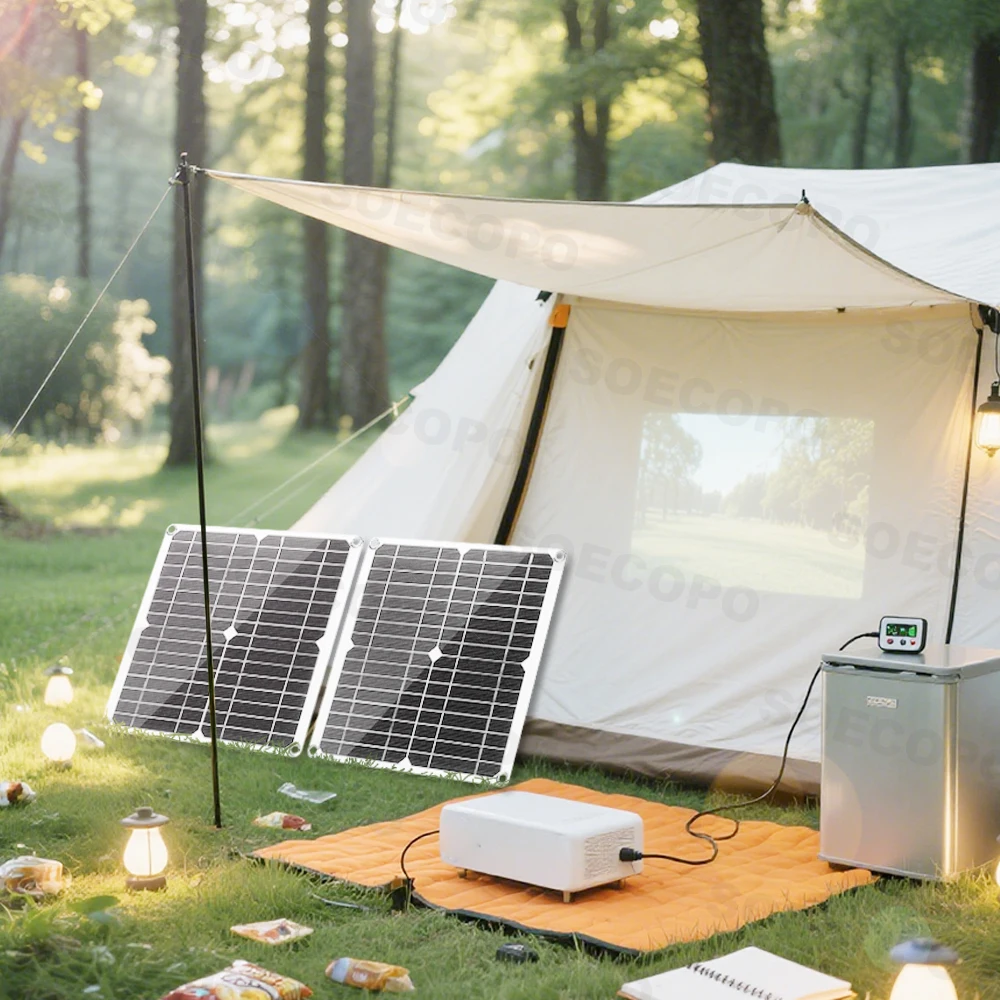 Obrázek 4: SOECOPO 600W s A volný 100A regulátor přenosné solární panel souprava 2*300W solární panely stejnosměrný 18v USB 5V výroba dodáván kemping telefon