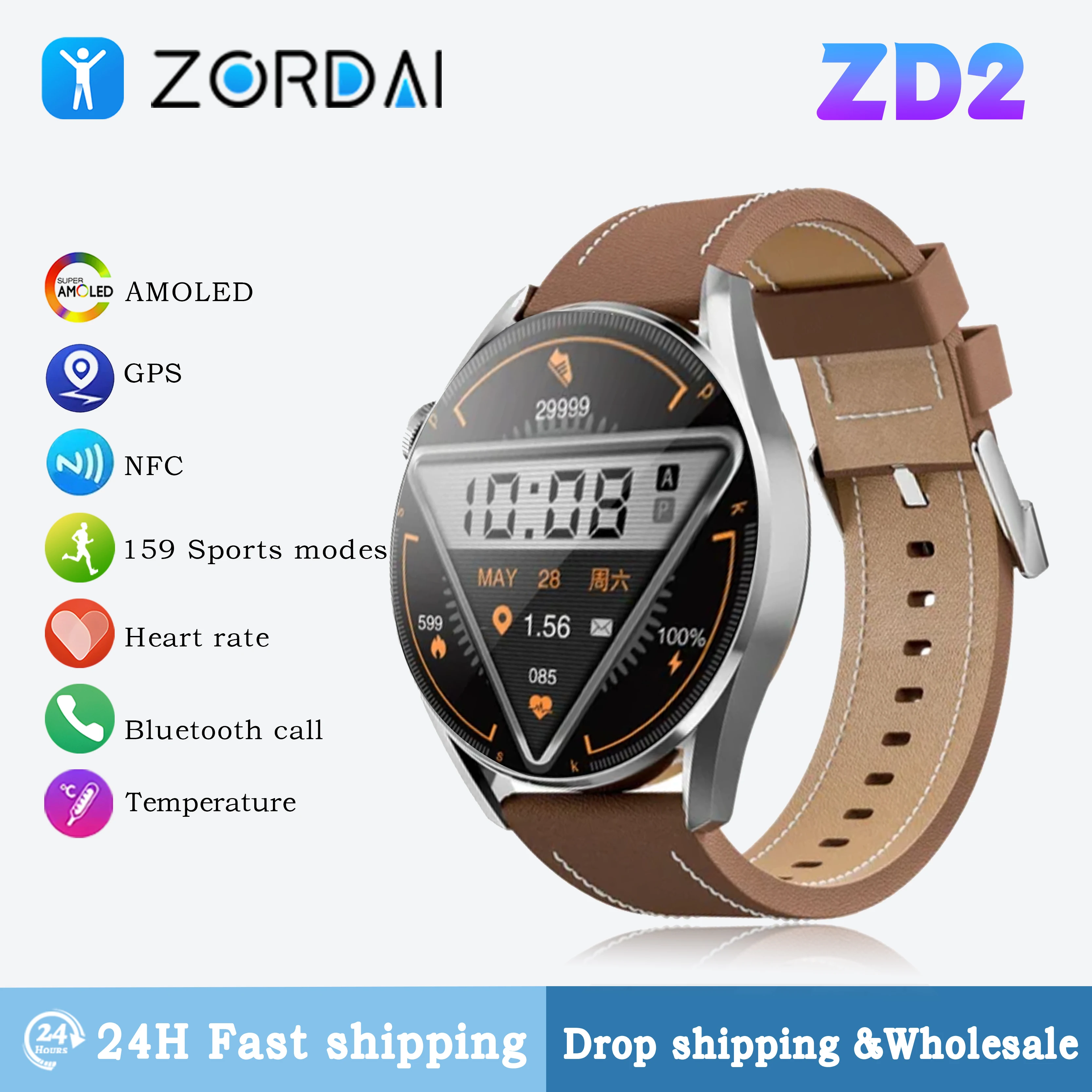 

Смарт-часы Zordai ZD2 для Huawei Watch GT3 AMOLED экран GPS траектория мужские часы Bluetooth звонки NFC IP68 Водонепроницаемые Смарт-часы