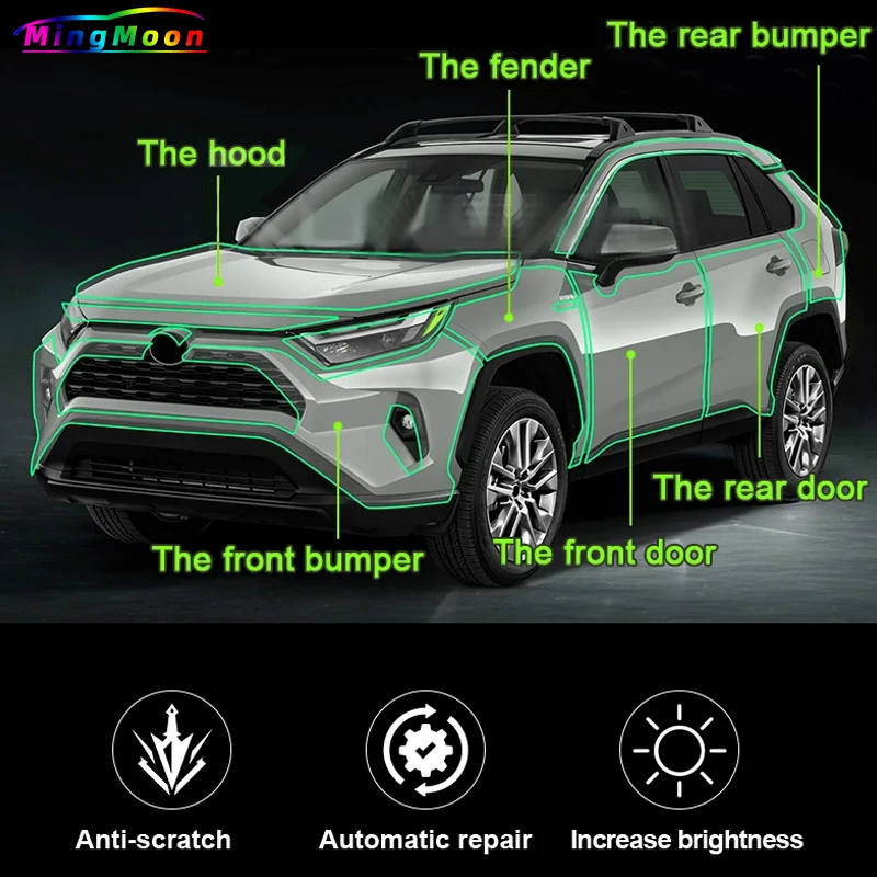 Car Precut Paint Protection Clear Film PPF TPU Accessories Kit Sticker Transparent for Toyota RAV4 Hybrid XA50 2019-2024