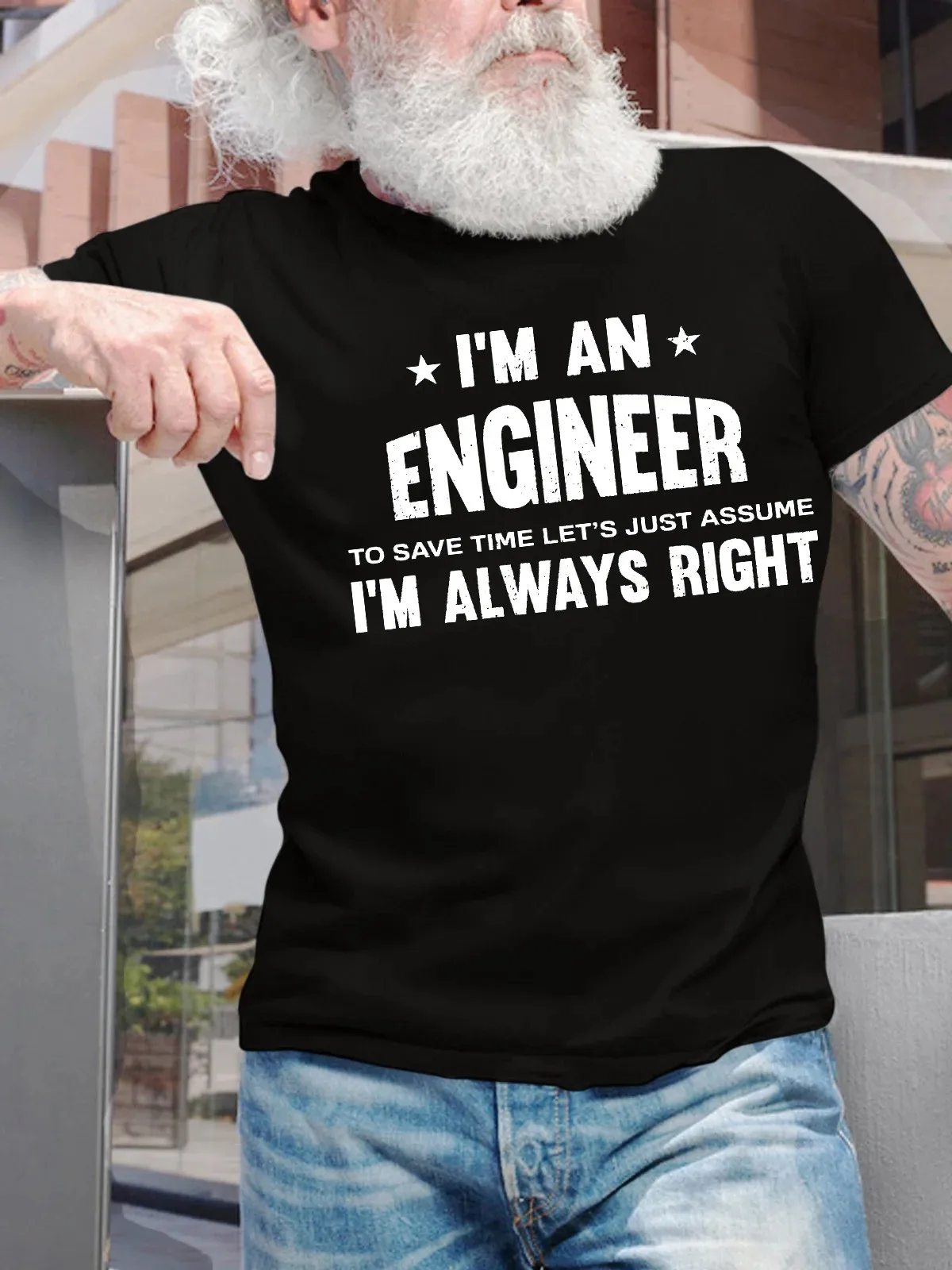 Men’s I’m An Engineer To Save Time Let’s Just Assume I’m Always Right Crew Neck Cotton Regular Fit Casual T-Shirt