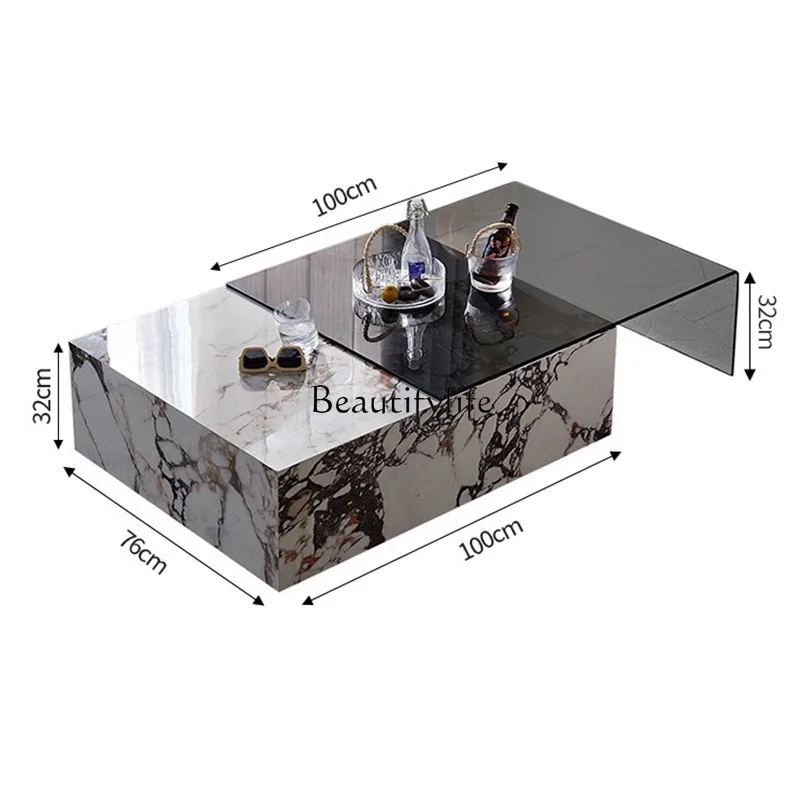 *Mesa de centro de mármore Mesa de centro redonda simples e moderna em aço inoxidável banhado a ouro