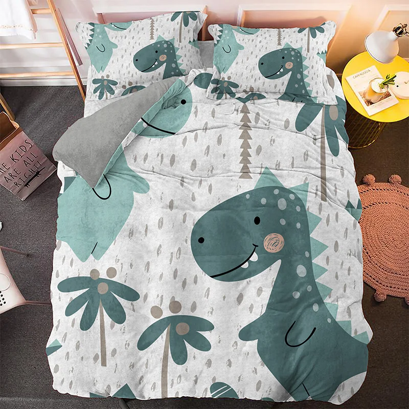 

Cartoon Dinosaur Bedding Set Twin Queen King Size Boho Comforter/Duvet Cover Quilt Cover Pillowcase Soft Bedclothes