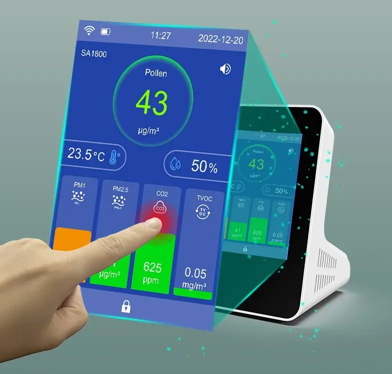 Nick 2026 Portable Air Quality       , WiFi APP Li-battery Powered, Detects CO2 PM TVOC HCHO Formaldehyde Indoor