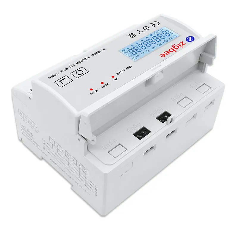 80A Energy Monitor Tuya 3 Phase Zigbee Energy Meter Electric Consumption Meter Din Rail Voltmeter Volt Amp Kwh Frequency