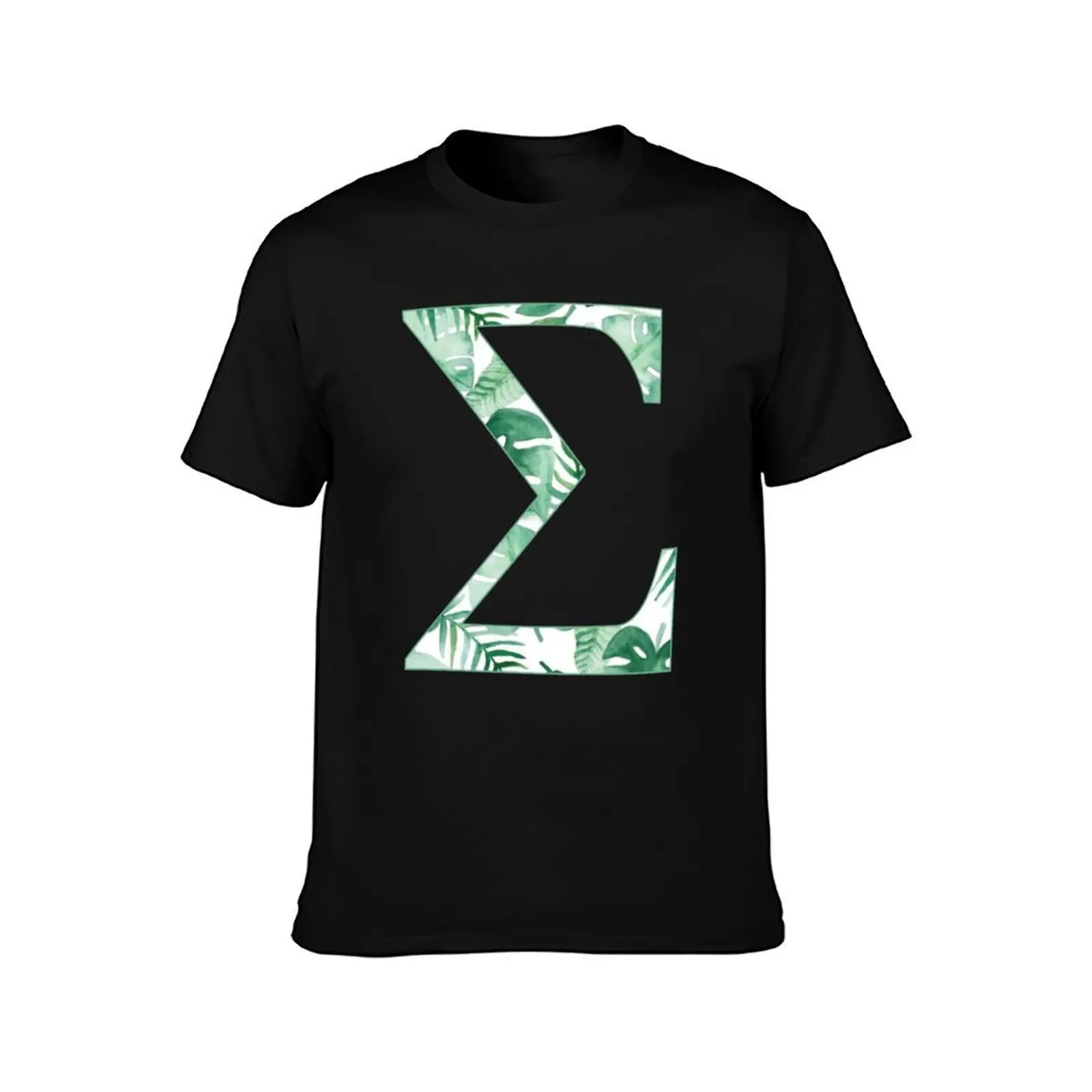 Tropical Sigma T-Shirt, Summer Casual Cotton Tee, Oversized Streetwear Tops, Vintage Graphic Print, Loose Fit Short Sleeve