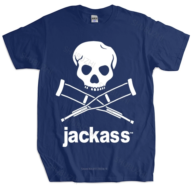 Mens luxury cotton T shirt Authentic JACKASS Skull Logo Slim-Fit T-Shirt unisex tee-shirt women top tees