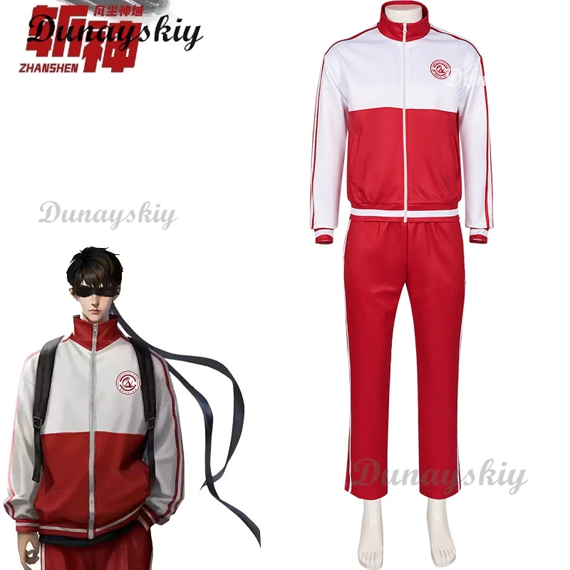Anime slay os deuses lin qiye cosplay traje peruca vermelho branco uniforme do ensino médio festa roupas masculinas e femininas personalizadas