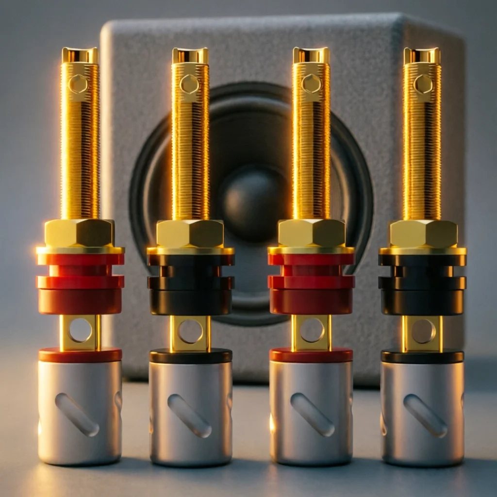 BP651G M8*0.75 4-Layer Plated (OFC+Ag+Pd+24K) Long Binding Post Terminal for Speaker Amplifier 12mm Hole