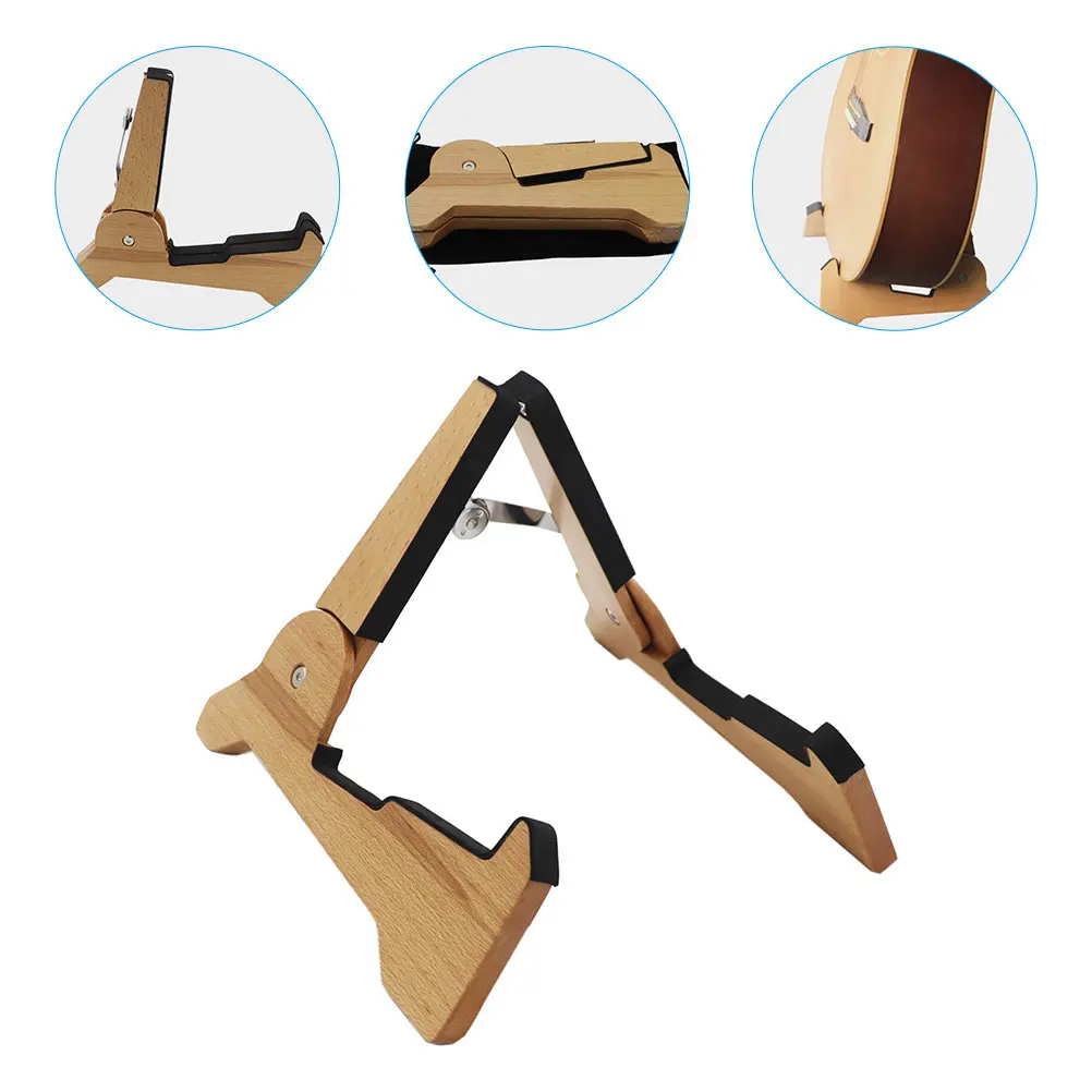 Foldable Lightweight Guitar Stand Wood Frame Electric Bass Classical Guitar Display Holder Bass Accessories Tablet Hand Strap