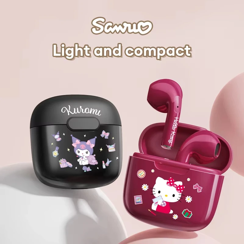 Sanurgente-Écouteurs sans fil Bluetooth My Melody, écouteurs mignons, son stéréo HIFI, casque Hello Kitty, pompon Purin Melody, BL22B