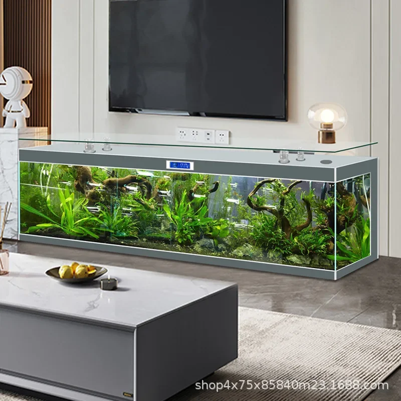 Ultra-Clear PC Glass Aquarium TV Cabinet Customizable Bar Table Fish Tank Self-Circulating Lazy Floor-standing Wall-mounted