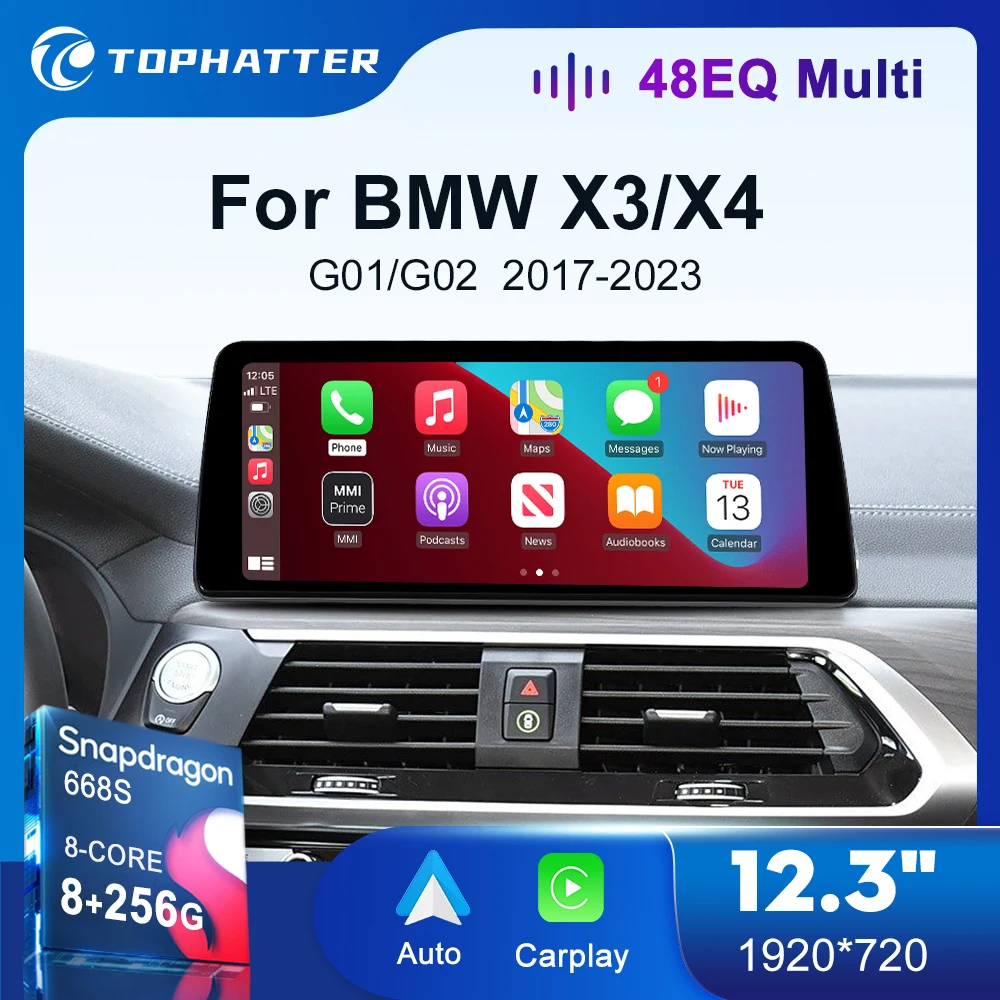 

12.3 Автомобильное радио для BMW X3 G01 G02 EVO Система CarPlay Android Auto Мультимедийный проигрыватель Головное устройство Экран Нави Дисплей Стерео Видео