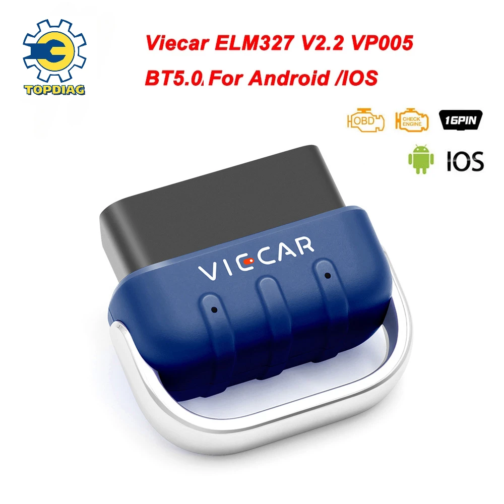 

VP005 BT-Wireles 5.0 ELM327 V2.2 Viecar for Android IOS PIC18F25K80 OBD2 Diagnostic Tool ELM 327 OBD Car Scanner Obd2 Elm327