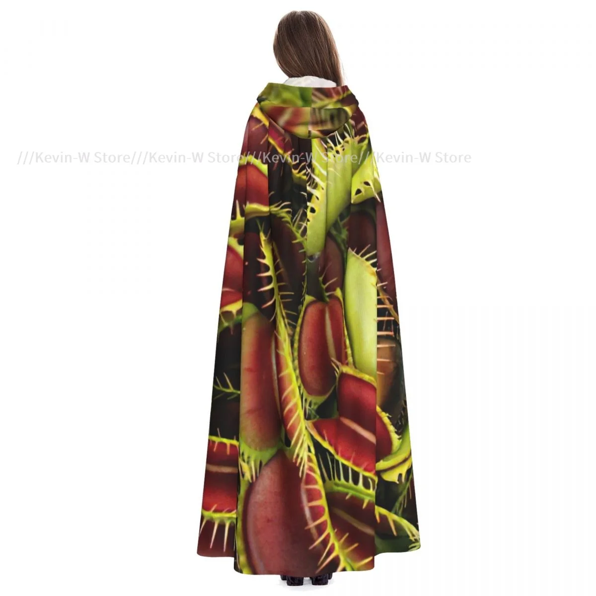 Carnivorous Plant Print Hooded Cloak Polyester Unisex Witch Cape Costume Accessory image 4