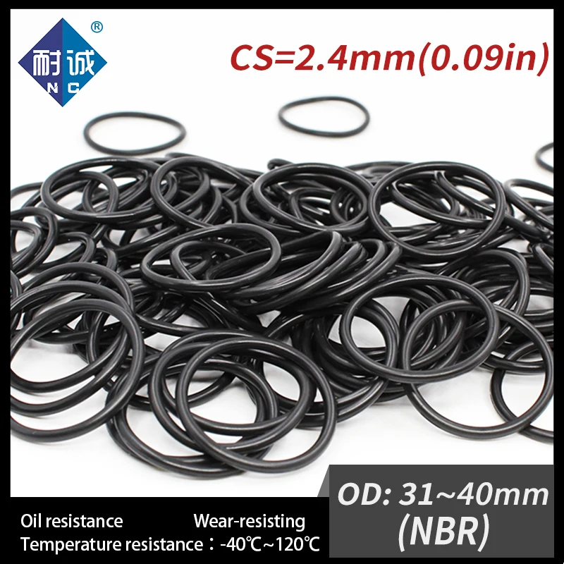 20 PCS / Lot Nitrile Rubber Black NBR 70A O-ring Thickness CS 2.4mm OD 31/32/33/34/35/36/37/38/40*2.4mm O Ring Gasket Oil