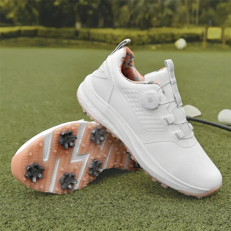 Buty golfowe mężczyźni oryginalny 2024 profesjonalny wodoodporny Golf z korkami trampki antypoślizgowe para Golf trening golfista obuwie