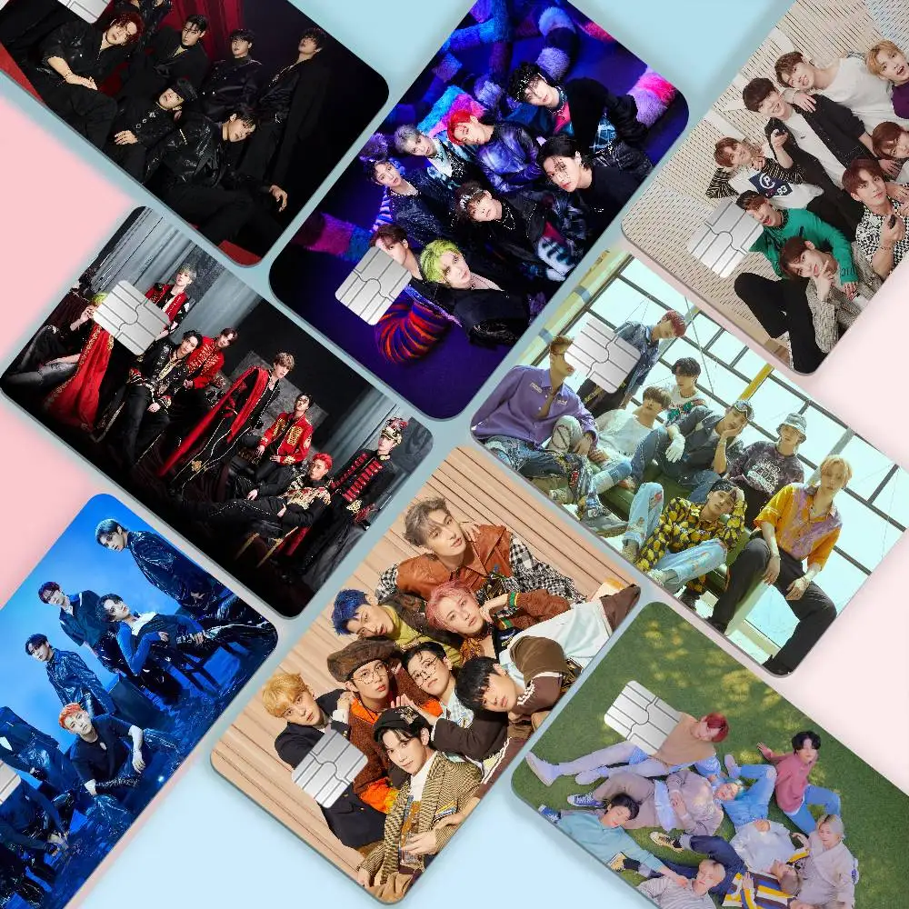 KPOP Hot A-ateez Anime Cartoon Bear Skin Sticker Film Tape Case for Big Credit Debit Card Front Side