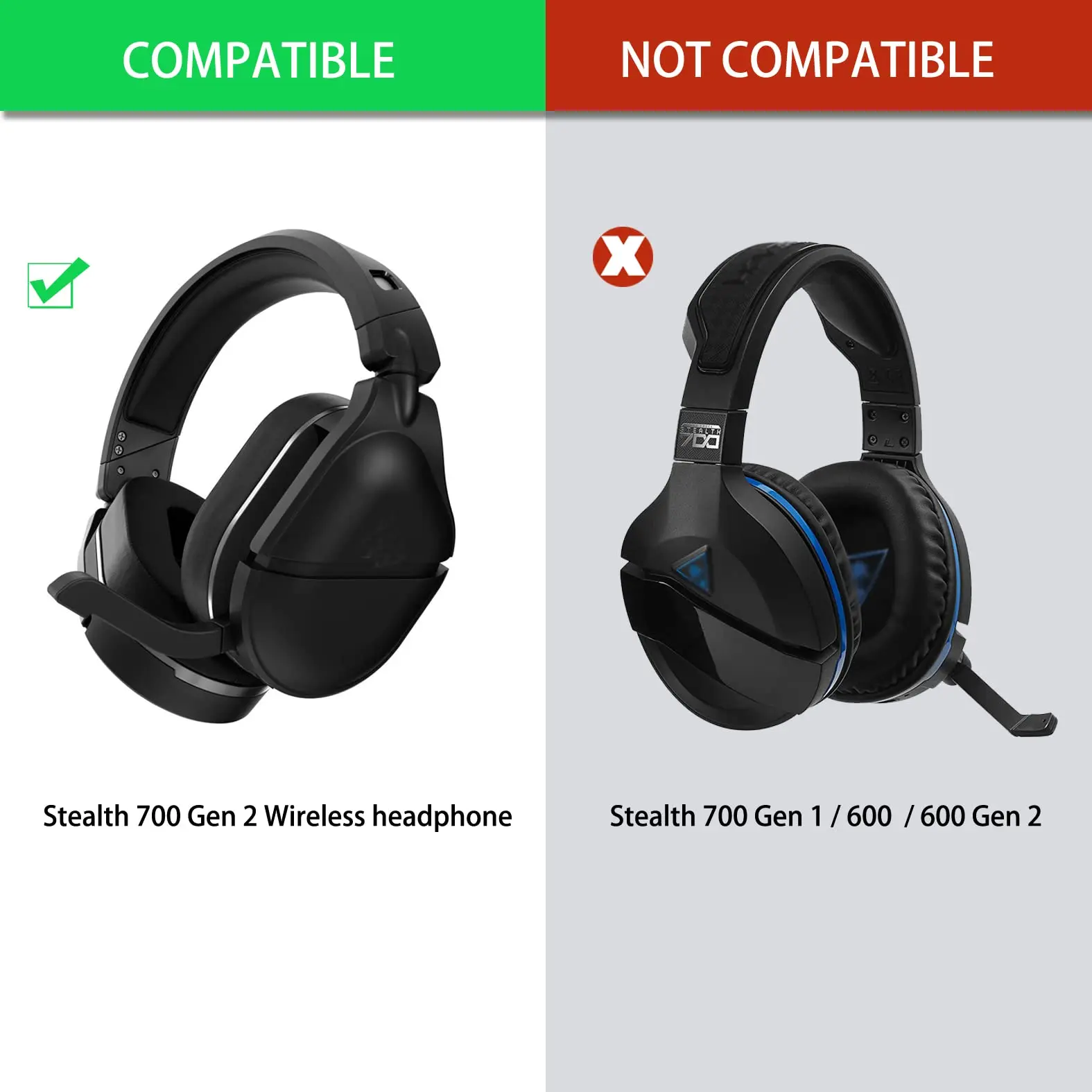 Fabric Replacement Ear Pads for Turtle Beach Stealth 700 Gen 2 Wireless Gaming Headset Comfortable Breathable Sponge Ear Pads