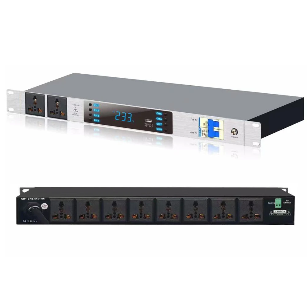 S10 10 Output Rack Mount Power Sequence Controller 30A 8000W Conditioner Surge Protector Power Supply Regulator Air Switch