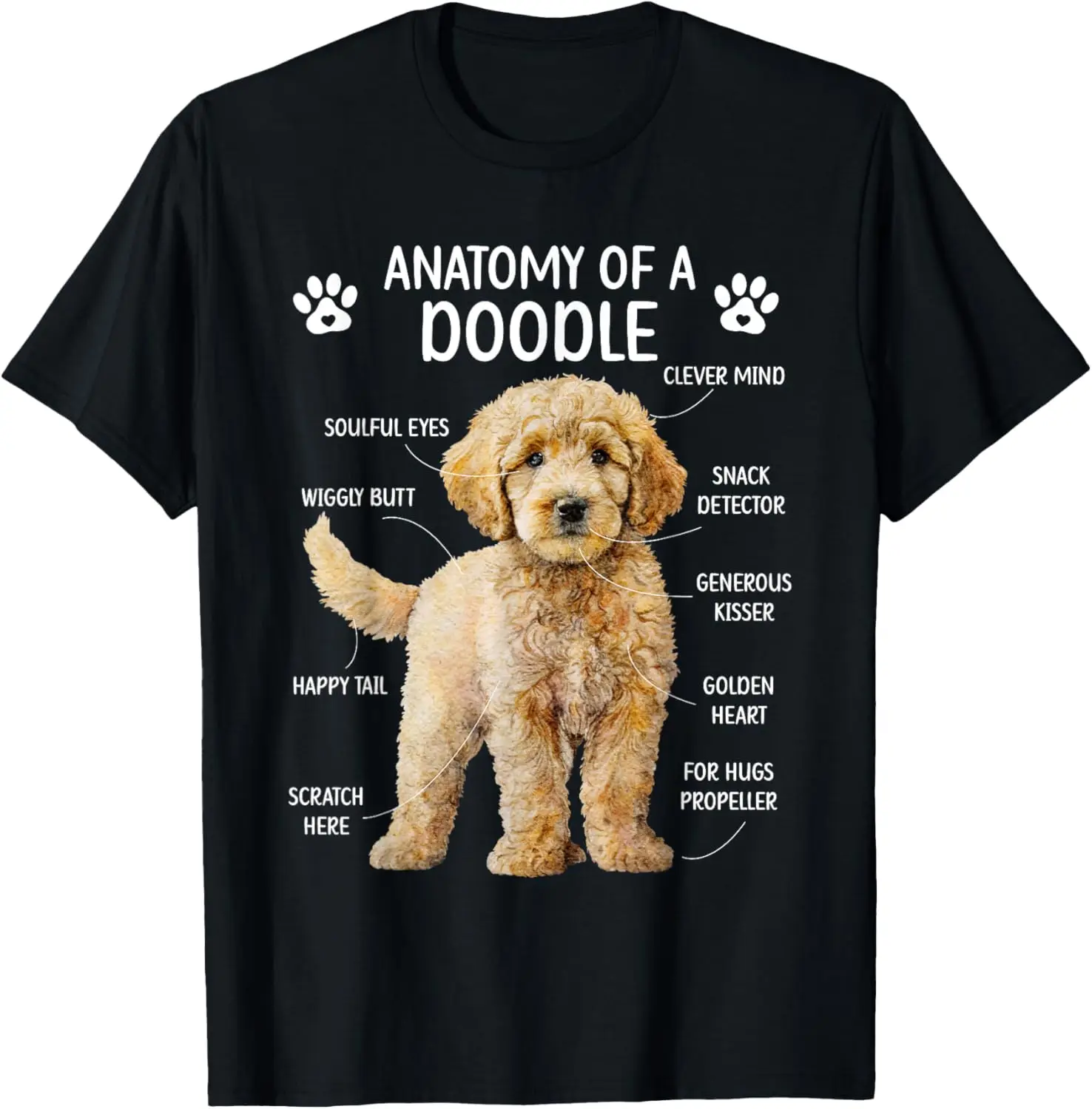 Camiseta con estampado de anatomía de un perro Doodle, camiseta para dueño de Doodle, camiseta para mamá Goldendoodle, ropa de calle de verano unisex, camisetas gráficas