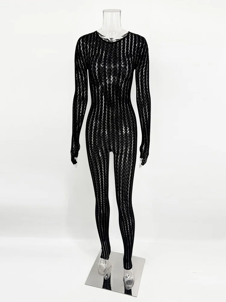 Tossy Durchsichtige Sexy Schwarze Overalls Weibliche Wrap Aushöhlen Patchwork Gedruckt Sommer frauen Hosen Dünne Mode Strampler 2025 – Detail 3