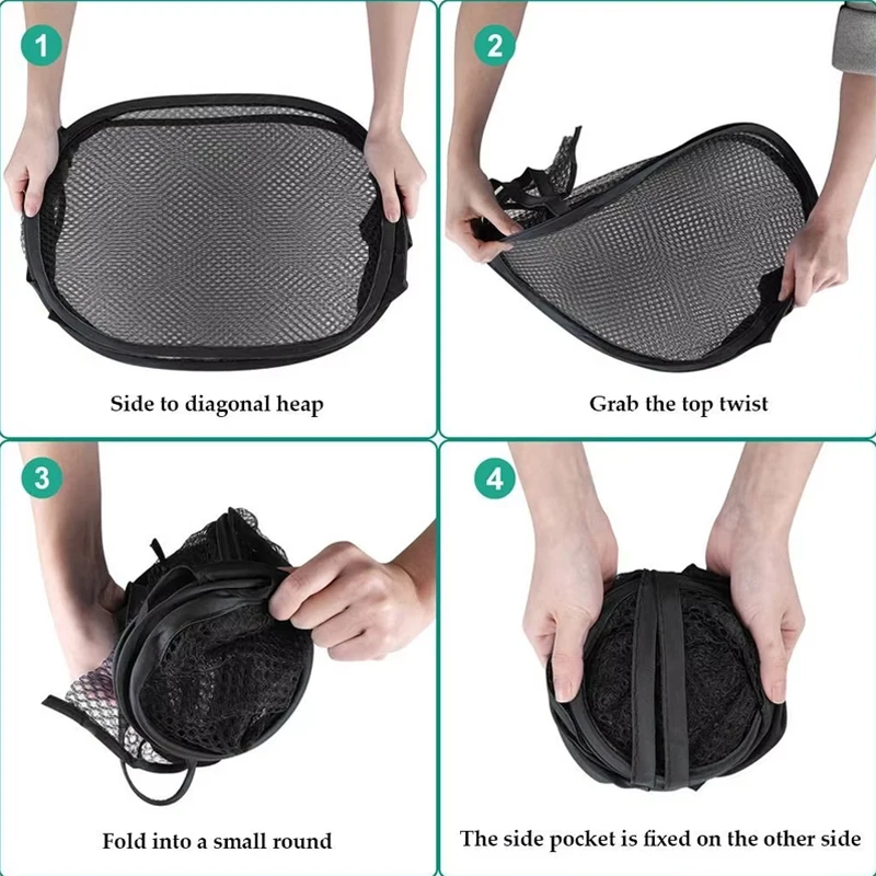 سلة غسيل قابلة للطي بسعة كبيرة للاستخدام في المهجع المنزلي مع مقابض قوية وجيب جانبي ملابس قذرة شبكية #4