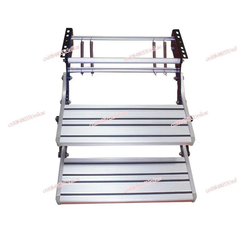 Double Step Folding Step Ladder  Aluminum Alloy Antiskid Motorhome Manual Pedal Step Telescopic Steps Ladder Portable Single