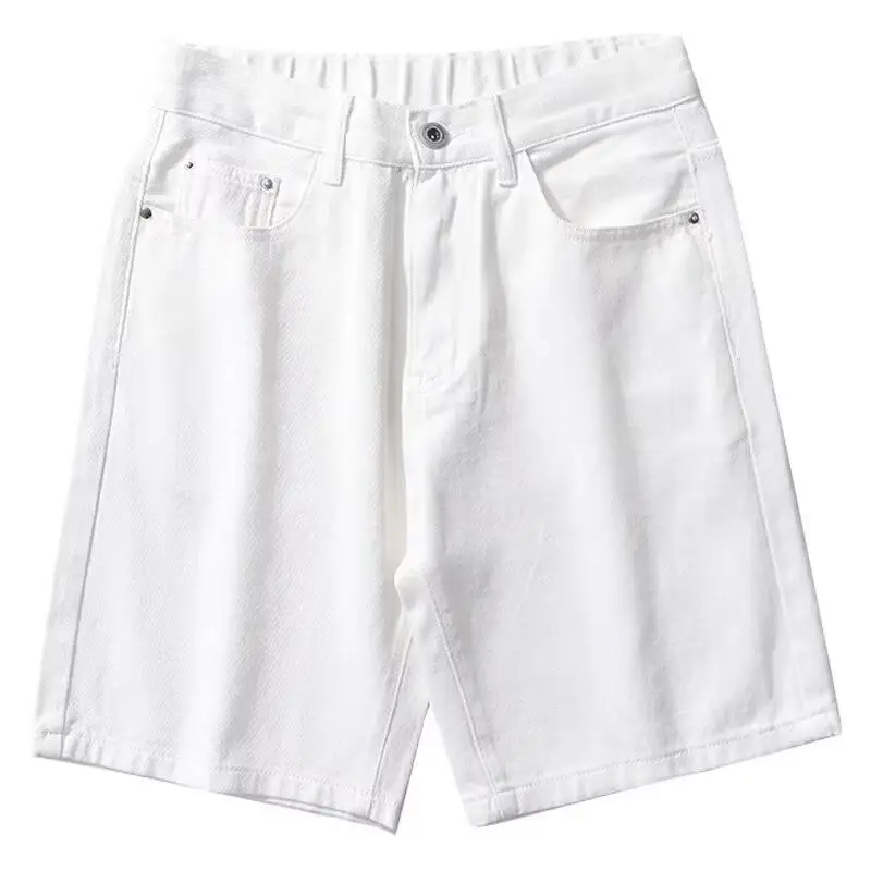 Japonês retro casual shorts meninos verão cor sólida solto ferramentas calças de cinco pontos moletom branco em linha reta calças esportivas