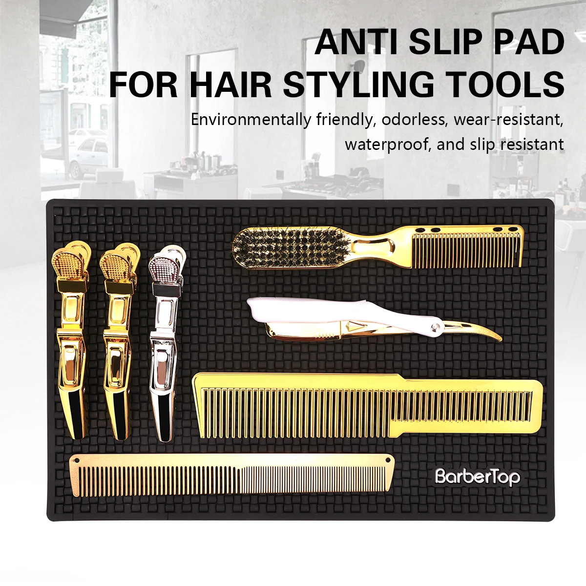 Non-Slip Cabeleireiro Pad Station, Clippers, Tesoura Aparadores, Ferramentas de corte de cabelo, Storage Mat, Barbearia, Anti-Skid Mini Titular