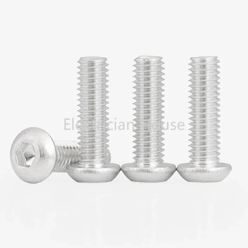 6063 #   อลูมิเนียม 10/20/ 50 ชิ้น/ล็อต M2 M2.5 M3 M4 M5 M6 M8 Hexagon Hex ซ็อกเก็ตสกรูหัวปุ่มสกรูแบนหัวสกรู