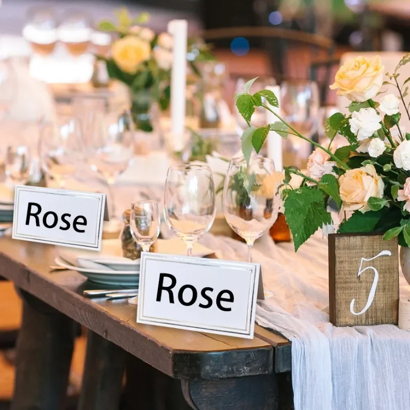 

DIY 50pcs Clear Acrylic Table Place Card Wedding Blank Rectangle Seating Cards Sign Guest Names Tag Birthday Party Decoration