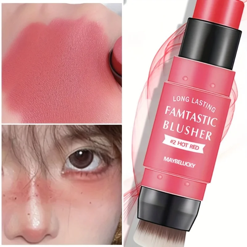 Sponge Blush Stick Matte Velvet Dual-purpose Facial Rouge To Enhance Color And Brightening Facial Blush Makeup Cosmetics
