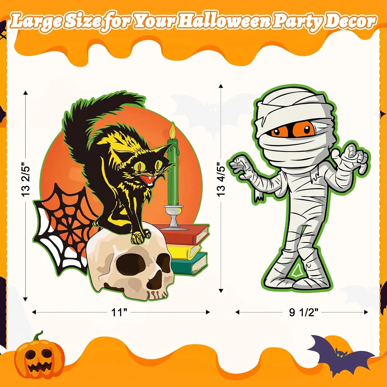 Large Vintage Halloween Cardboard Cutouts 12PCS, Customized