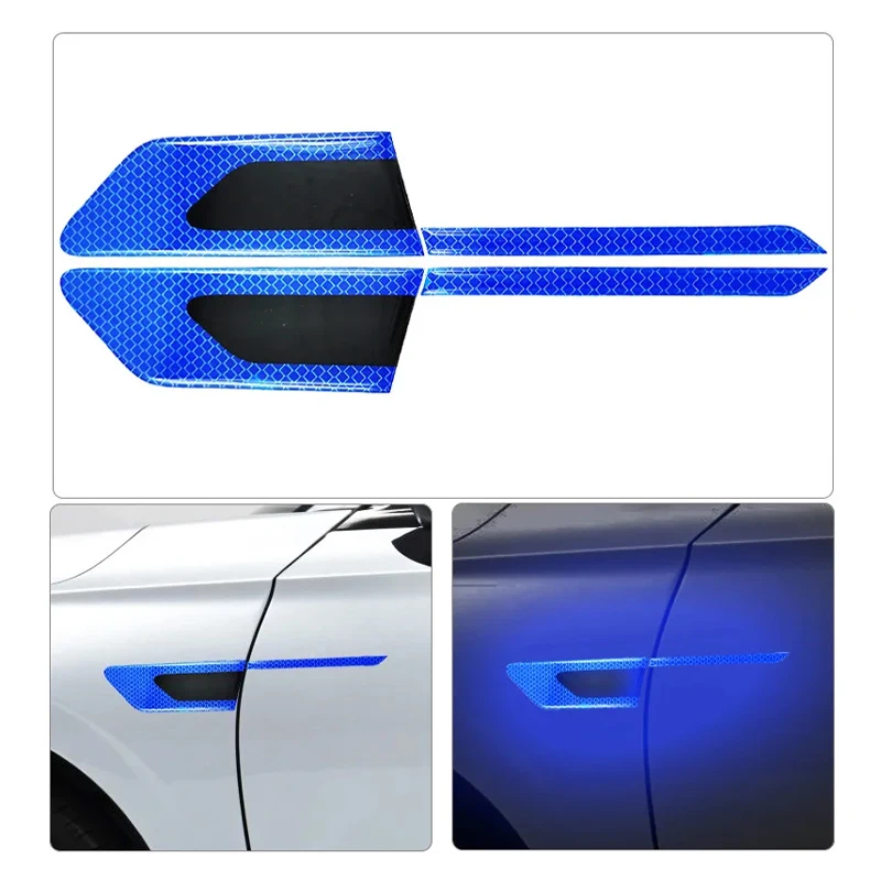 

2PCS Car Side Safety Warning Reflective Stickers Anti-Scratch Anti-Collision Door Protection Strips Body Decal Warning Tape