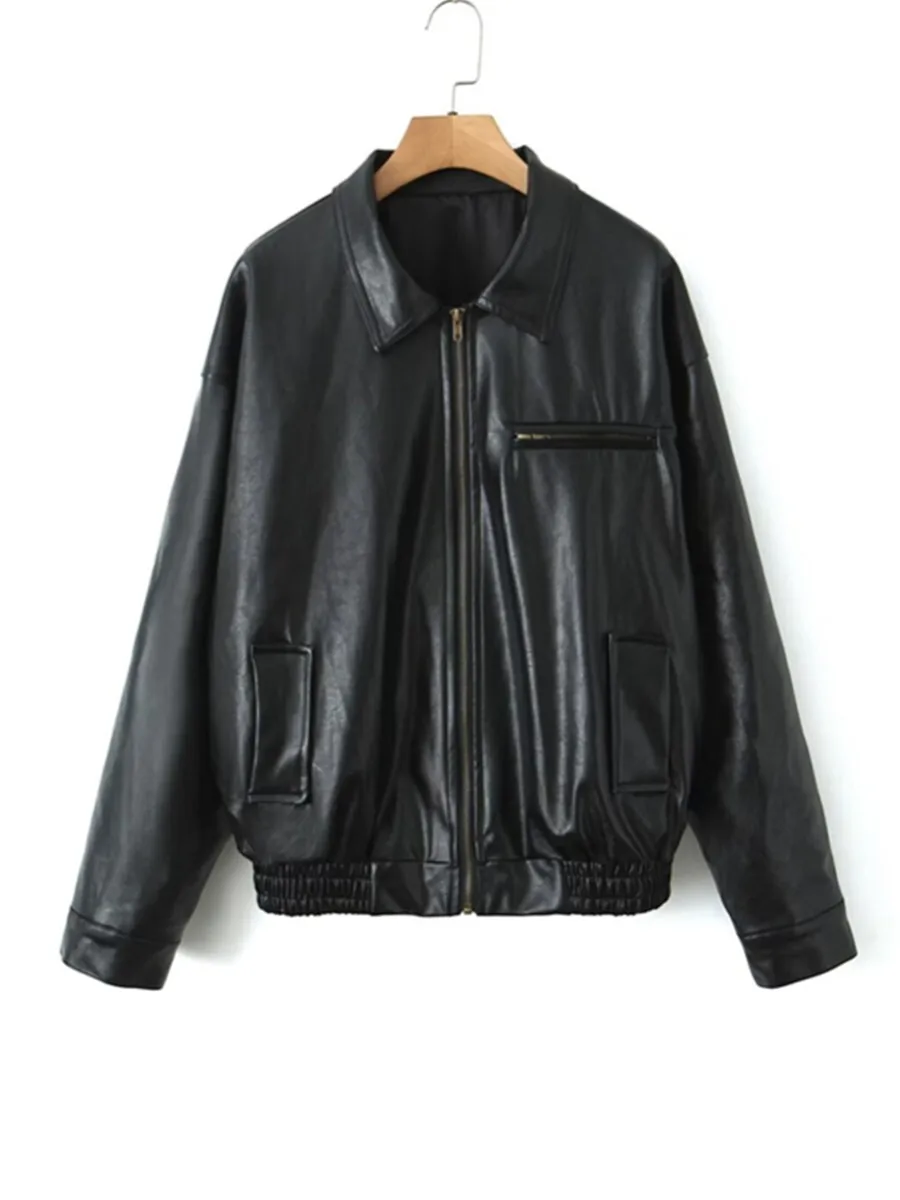 Kurtka motocyklowa vintage damska w kolorze kawowego brązu, styl Hong Kong, nowy model na wiosnę i jesień, moda uliczna, płaszcz ort.