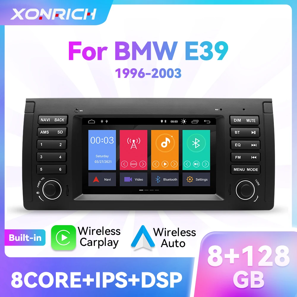 Wireless Carplay Android 12 Car DVD Radio For BMW X5 E53 E39 Multimedia Audio GPS Navigation Stereo Head Unit 8Core DSP RDS IPS