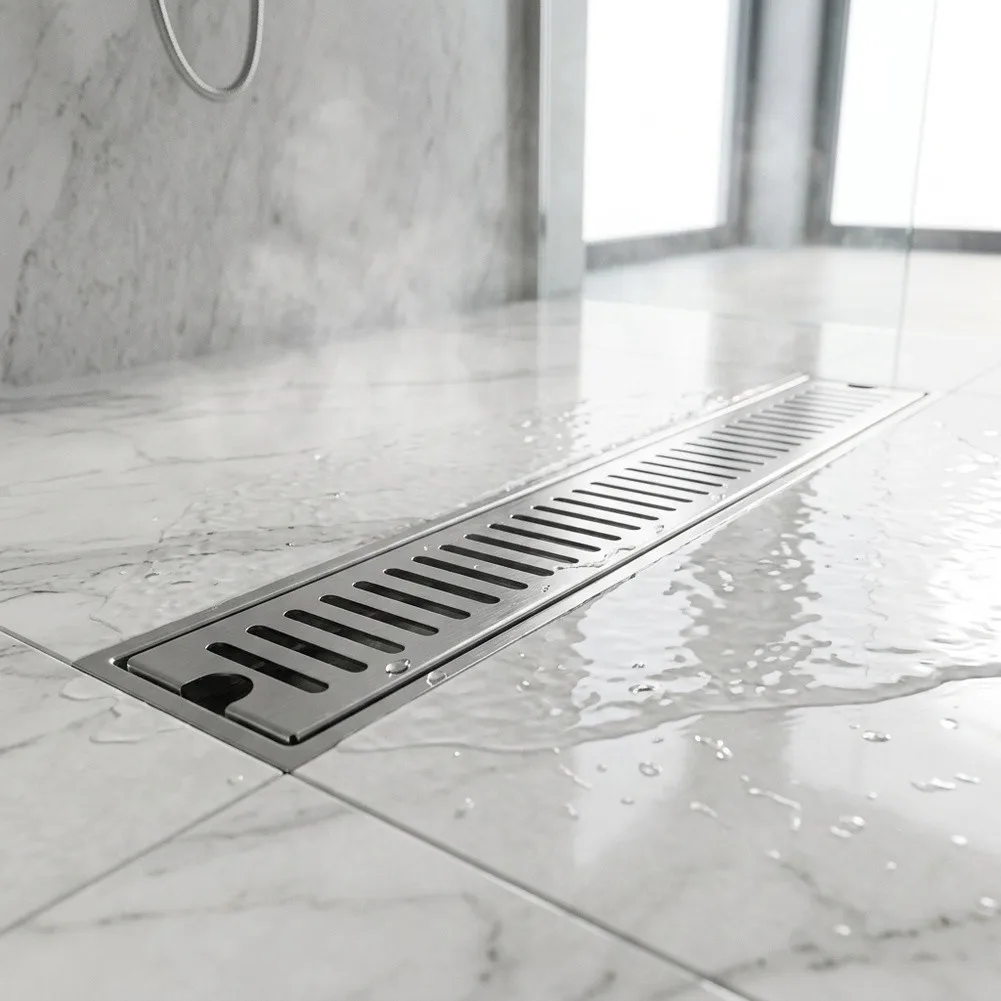 For Premium 304 SS Linear Drain 10x40cm for Bathroom Wet Areas with Dual Installation Options and Clog Prevention