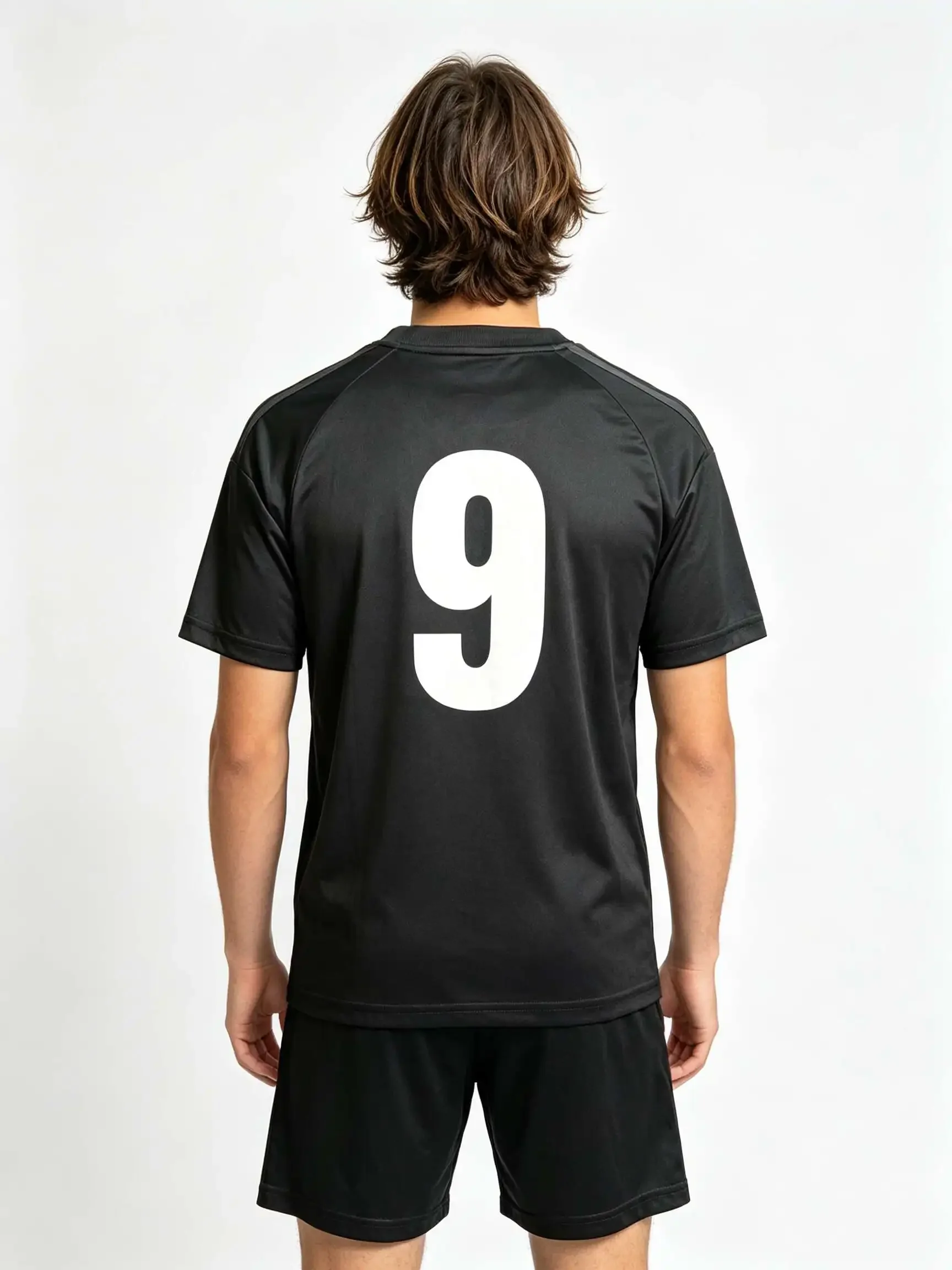 26/27 Unisex Blank Soccer 2‑Piece Set, Kids Adults Parent‑Child Kit, Custom No.1 7 8 9 10 Black and grey color-blocked jersey sh